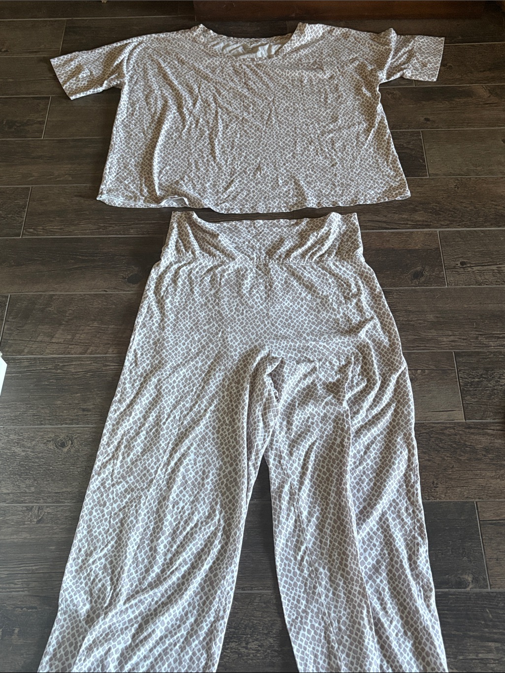Garnet Hill Relaxed Knit Fold-Over Pajamas Sleepwear Set-Xl